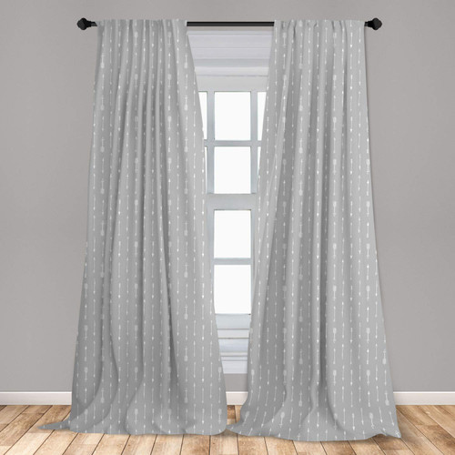 Lunarable Arrows Curtains, Retro Pattern Arrow Triangle Shape Simple Minimalist Geometric Art, Window Treatments 2 Panel Set for Living Room Bedroom, Pair of - 28" x 95", Pale Grey and White