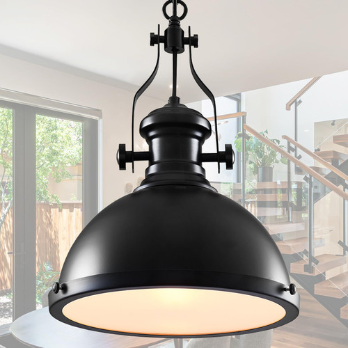 COTTMIC Black Pendant Light, Dome Pendant Lighting, Farmhouse Metal Hanging Lamp for Kitchen Island, Barn, Dining Room, Sink (1 Pack) COTTMIC Black Pendant Light, Dome Pendant Lighting, Farmhouse Metal Hanging Lamp for Kitchen Island, Barn, Dining Room, Sink (1 Pack)