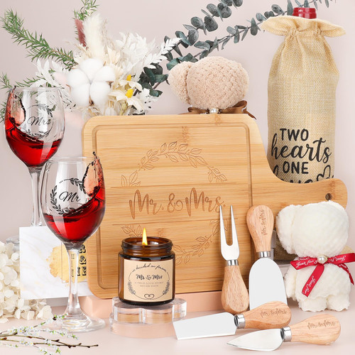 Wedding Gifts,Couples Christmas Gifts,Engagement Gifts for Couples,Bride Gifts,Anniversary Wine Glass Gift for Couple,Newlywed Mr and Mrs Gifts,Bamboo Serving Board Candle Gift for Husband Wife Wedding Gifts,Couples Christmas Gifts,Engagement Gifts for Couples,Bride Gifts,Anniversary Wine Glass Gift for Couple,Newlywed Mr and Mrs Gifts,Bamboo Serving Board Candle Gift for Husband Wife