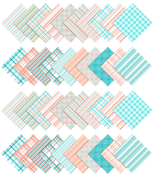 Soimoi Precut 10-inch Check Prints Cotton Fabric Bundle Quilting Squares Charm Pack DIY Patchwork Sewing Craft- Turquoise Blue