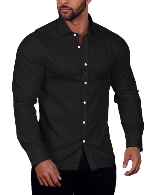 COOFANDY Men's Slim Fit Dress Shirts Wrinkle-Free Long Sleeve Casual Button Down Shirt Black COOFANDY Men's Slim Fit Dress Shirts Wrinkle-Free Long Sleeve Casual Button Down Shirt Black