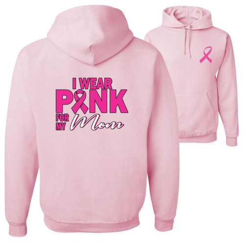 wild custom apparel Wear Pink For My Mom Pink Ribbon FRONT AND BACK Hoodie, Light Pink, Medium wild custom apparel Wear Pink For My Mom Pink Ribbon FRONT AND BACK Hoodie, Light Pink, Medium