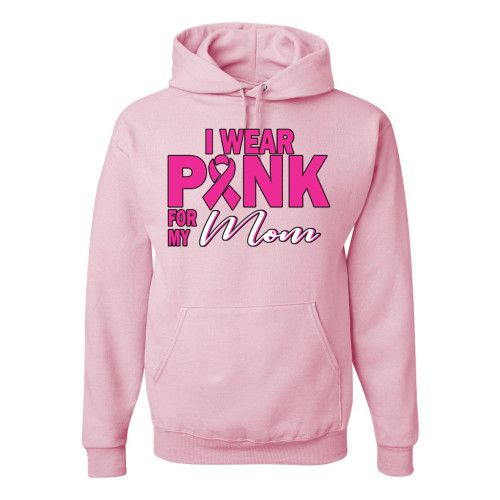 wild custom apparel Wear Pink For My Mom Pink Ribbon Hoodie, Light Pink, X-Large wild custom apparel Wear Pink For My Mom Pink Ribbon Hoodie, Light Pink, X-Large