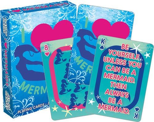 Aquarius I Heart Mermaids Playing Cards Playing Cards