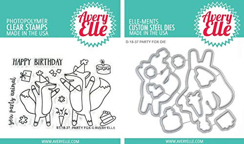 Avery Elle - Avery Elle - Party Fox - Clear Stamps and Dies Set - Two Item Bundle
