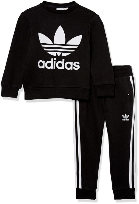 adidas Originals Unisex Child Adicolor Crew Set Tracksuit, Black/White, X-Small US