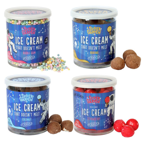 Super Garden Freeze Dried Variety of Ice Cream Set - Flavorful Freeze Dried Astronaut Ice Cream, Freeze Dried Candy Pack - Tasty Camping Freeze-Dried Food Snacks & Treats (4 Pack) Super Garden Freeze Dried Variety of Ice Cream Set - Flavorful Freeze Dried Astronaut Ice Cream, Freeze Dried Candy Pack - Tasty Camping Freeze-Dried Food Snacks & Treats (4 Pack)