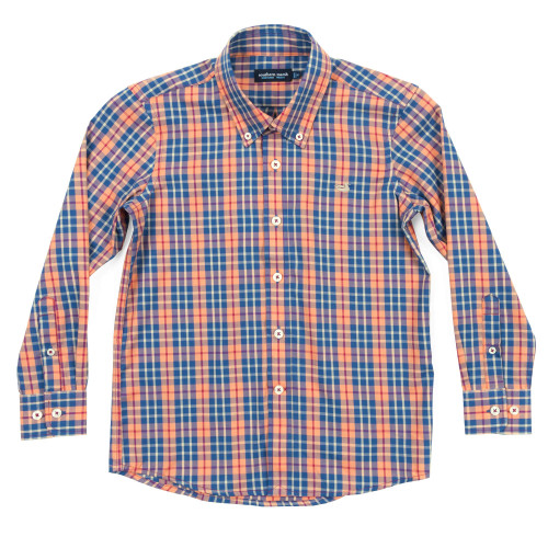 Youth King Windowpane Dress Shirt, Navy and Bisque, Youth Small