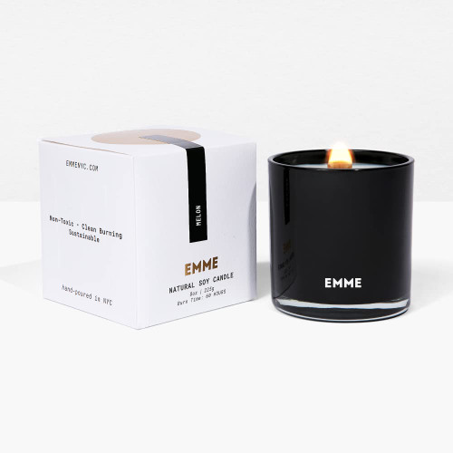 EMME Candle Jar - Melon Scented Candle/Soy Wax Wood Wick Candle, Natural Home Fragrance/Up to 80 Hours Burn Time, 8 oz EMME Candle Jar - Melon Scented Candle/Soy Wax Wood Wick Candle, Natural Home Fragrance/Up to 80 Hours Burn Time, 8 oz