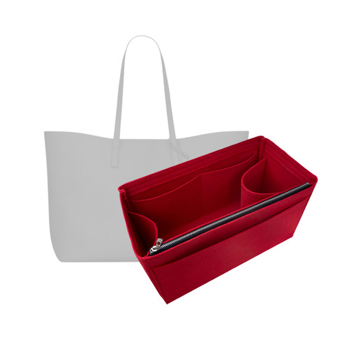 Purse Organizer for Laurent East West Shopping Tote Insert, Laurent East West Tote Organizer, Handmade 3mm Premium Felt Snug Sturdy Gold Zipper (For Toy Shopping Bag, Mint)