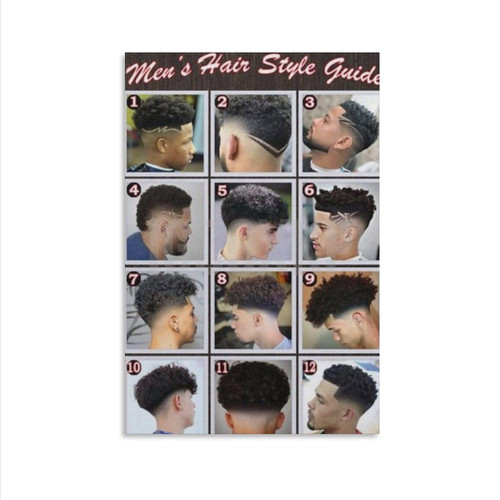 IDIDOS Barber Haircut Posters for Men,barber Hairstyle Guide Poster Barber Pictures for Wall 2 Bedroom Office Decoration Canvas Poster Decoration Gifts Unframe-style 08x12inch(20x30cm)