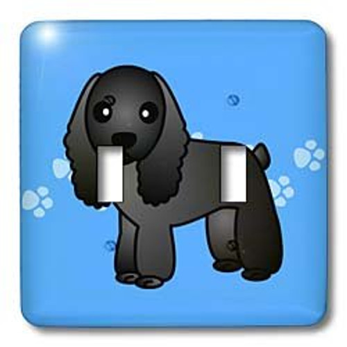 3dRose lsp_15343_2 Cute Black Cocker Spaniel Blue with Pawprints Double Toggle Switch 3dRose lsp_15343_2 Cute Black Cocker Spaniel Blue with Pawprints Double Toggle Switch