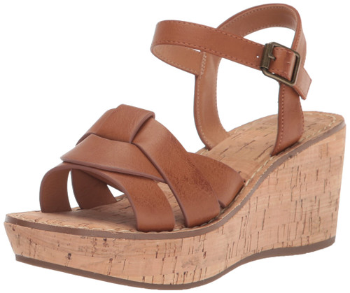 WHITE MOUNTAIN Shoes Simple Women's Platform Wedge Sandal, Tan/Burn/Smooth, 9 M