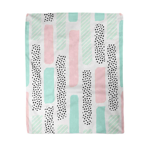rouihot 50x60 Inches Flannel Throw Blanket Pattern Brush Strokes in Pastel Pink Mint Green Home Decorative Warm Cozy Soft Blanket for Couch Sofa Bed