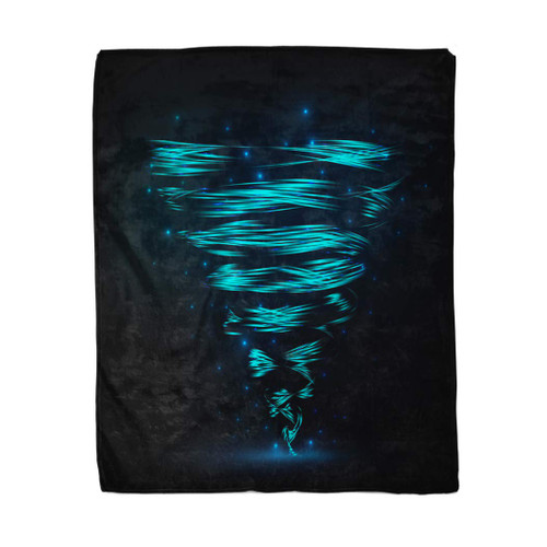 rouihot 50x60 Inches Flannel Throw Blanket Blue Air Abstract Tornado Bright Twist on Dark Black Home Decorative Warm Cozy Soft Blanket for Couch Sofa Bed