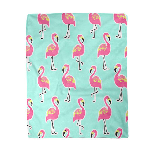 rouihot 50x60 Inches Flannel Throw Blanket 80S Beautiful Pink Flamingo on Mint Pineapple Pop Retro Home Decorative Warm Cozy Soft Blanket for Couch Sofa Bed