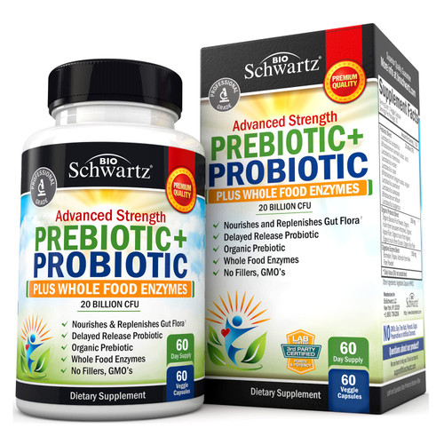 Prebiotics and Probiotic with Whole Food Enzymes for Adults Women & Men - Probiotics Lactobacillus Acidophilus - Digestive Health Capsules Shelf Stable Supplement - Non-GMO Gluten & Dairy Free - 60ct Prebiotics and Probiotic with Whole Food Enzymes for Adults Women & Men - Probiotics Lactobacillus Acidophilus - Digestive Health Capsules Shelf Stable Supplement - Non-GMO Gluten & Dairy Free - 60ct