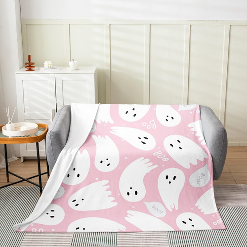 jejeloiu Pink Halloween Fuzzy Blanket Throw 50"x60" Cartoon Ghost Flannel Fleece Throw Blanket for Sofa Couch Kids Kawaii Cute All Season Bed Blanket Pink Plush Blanket jejeloiu Pink Halloween Fuzzy Blanket Throw 50"x60" Cartoon Ghost Flannel Fleece Throw Blanket for Sofa Couch Kids Kawaii Cute All Season Bed Blanket Pink Plush Blanket