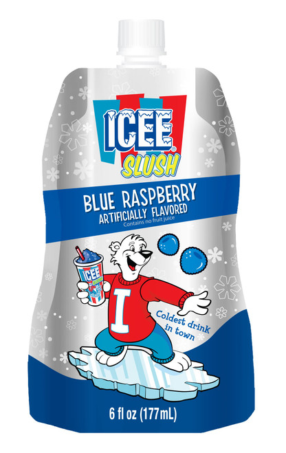 Icee Slush Blue Raspberry Frozen Fruit Juice 6 fl oz Pouches - Just Freeze & Squeeze for Instant Slushy Maker, Great for Birthday Party, Lunchbox, No Icee Machine Needed, 24 Pack