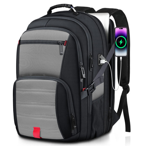 tazbuzo Extra Large Backpack, Travel Backpack, Laptop Backpack for Men, Big Backpack, 50L Water Resistant Flight Approved Business Work Computer Heavy Duty Bag with USB Port, Fits 17 Inch Laptop, Grey tazbuzo Extra Large Backpack, Travel Backpack, Laptop Backpack for Men, Big Backpack, 50L Water Resistant Flight Approved Business Work Computer Heavy Duty Bag with USB Port, Fits 17 Inch Laptop, Grey