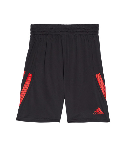 adidas Boy's Bold 3-Stripes Shorts (Big Kids) Black/Red MD (10/12 Big Kids)