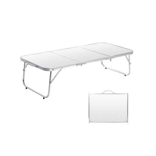 Moosinily Folding Camping Table Portable Picnic Table 3 Feet Foldable Table Lightweight Outdoor Table Aluminum Legs with Handle 3 Fold Beach Table for Party Home Office Garden Coffe Card Play White