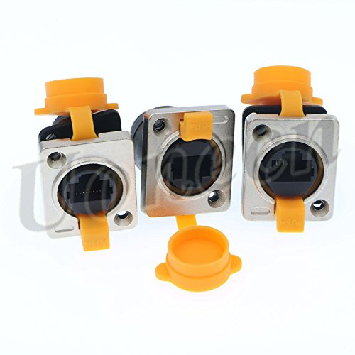 RJ45 waterproof Dust Plug Connector 3 pcs RJ45 connectors IP65 mount Ethernet panel Connector