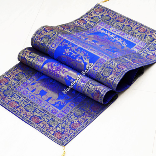 Handicraft Bazarr Tablecloths Runner 16x60 Inch Silk Banarasi Jacquard Dining Table Runner Kitchen Stable Mat Traditional Brocade Table Runner