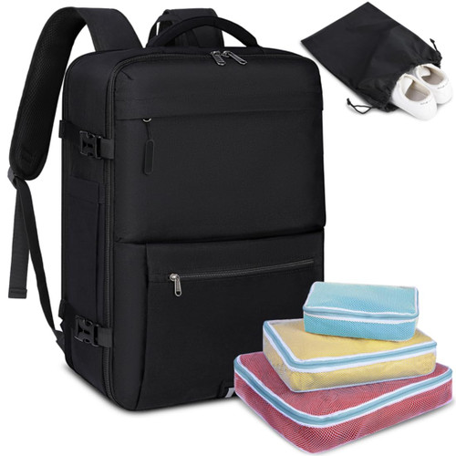 Travel Backpack for Men Women 17 Inch Flight Approved Carry on Backpack Waterproof 40L Laptop Backpack Luggage Daypack Business Computer Weekender Overnight Backpack with 4 Packing Cubes, Black Travel Backpack for Men Women 17 Inch Flight Approved Carry on Backpack Waterproof 40L Laptop Backpack Luggage Daypack Business Computer Weekender Overnight Backpack with 4 Packing Cubes, Black