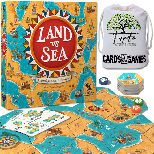 Fapeto More Than A Simple Name Drawstring Bag and Compatible Blank Tokens Bundle with Land vs Sea Board Game