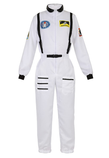 Haorugut Astronaut Costume Adult Women Astronaut Space Suit Costume Flight Astronaut Onesie Womens White 2XL