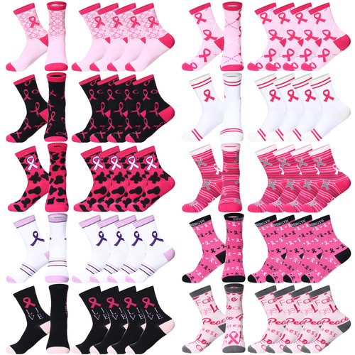 Panitay 40 Pairs Breast Cancer Awareness Socks Bulk Soft Pink Ribbon Sport Ankle Sock Novelty Breast Cancer Awareness Accessories for Women Girls Youth (Tube Socks) Panitay 40 Pairs Breast Cancer Awareness Socks Bulk Soft Pink Ribbon Sport Ankle Sock Novelty Breast Cancer Awareness Accessories for Women Girls Youth (Tube Socks)
