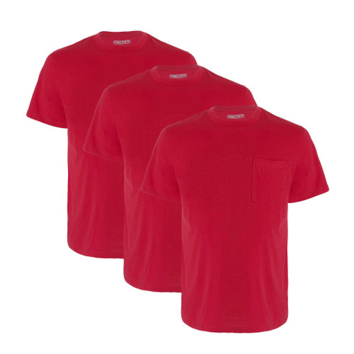 Smith's Workwear Men's Adult Quick Dry Short Sleeve Pocket Tee, 3-Pack, Team Red, Small
