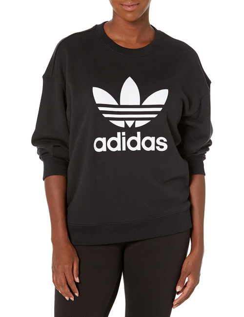 adidas Originals Women's Trefoil Crew Sweatshirt, Black, Medium