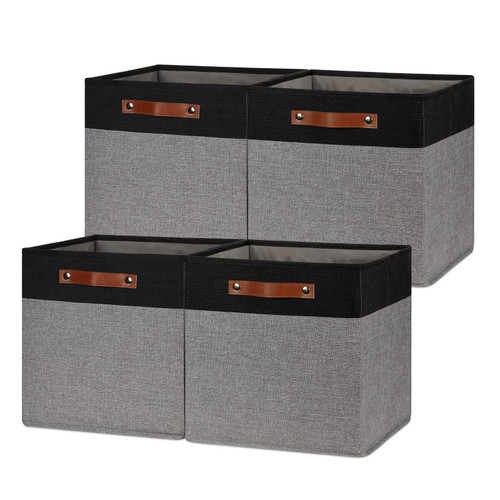 DULLEMELO 13x13 Storage Cubes, Collapsible Sturdy Cube Storage Bins With Handles for Organizing,Fabric Storage Cubes Baskets for Shelves Nursery Closet Home Organization and Storage (Black&Grey) DULLEMELO 13x13 Storage Cubes, Collapsible Sturdy Cube Storage Bins With Handles for Organizing,Fabric Storage Cubes Baskets for Shelves Nursery Closet Home Organization and Storage (Black&Grey)