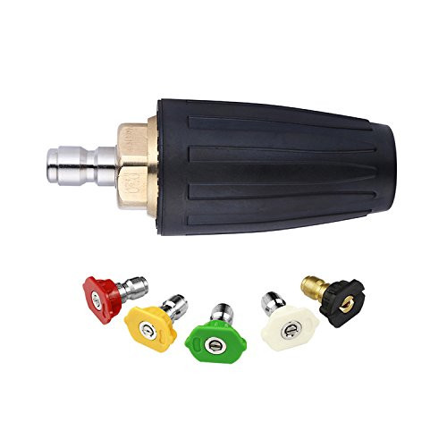 Challco 3.0 Pressure Washer Rotating Turbo Nozzle 3000 PSI 3 GPM with Spray Nozzle Tips Kit (3000PSI /3.0 Gpm)