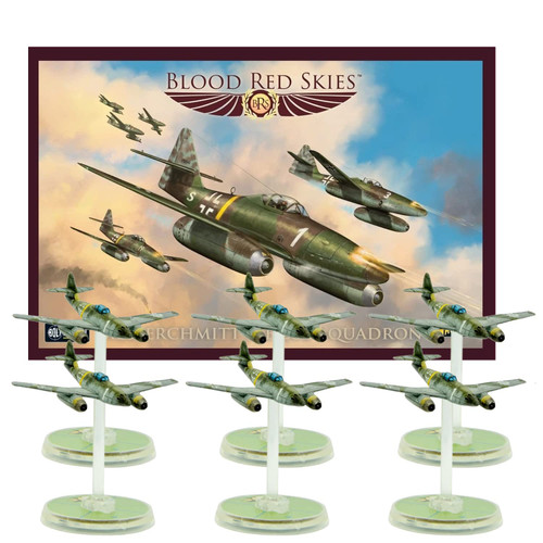 Wargames Delivered Blood Red Skies - Messerschmitt ME-262 Squadron 1/200 Scale, Model Airplane Kit for World War 2 Air Combat Game by Warlord Games