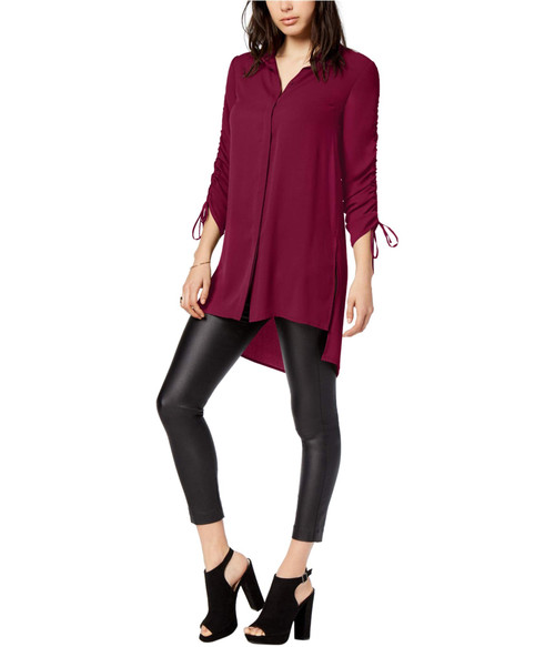 bar III Womens Ruched Tunic Blouse, Red, XX-Large