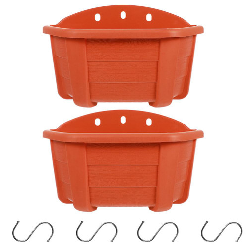 Yardwe 6 Sets Wall Mounted Semicircle Flower Pot Outdoor Wall Planters Fence Hanging Planter Wall Plant Holder Railing Planter Hanging Plant Pot Wall Flower Holders Plastic Nursery Oval