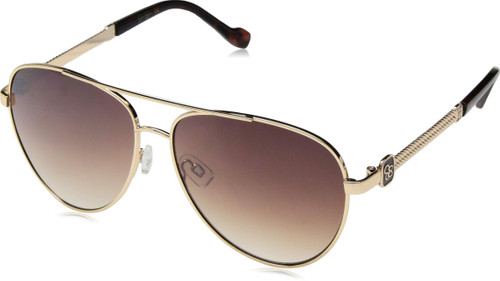 Jessica Simpson Women's J5706 Roped Metal Aviator Pilot Sunglasses with UV400 Protection. Glam Gifts for Her, 60 mm