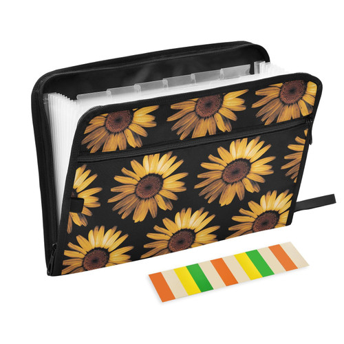 Expandable Accordion Folder Honey-Sunflower-Flower Expanding File Organizer with 13 Pockets