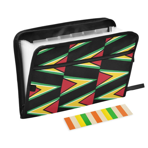 Expandable Accordion Folder Guyana-Flag-Jamaica-Plaid Expanding File Organizer with 13 Pockets