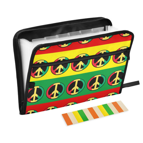 Expandable Accordion Folder Rasta-Peace-Sign Expanding File Organizer with 13 Pockets