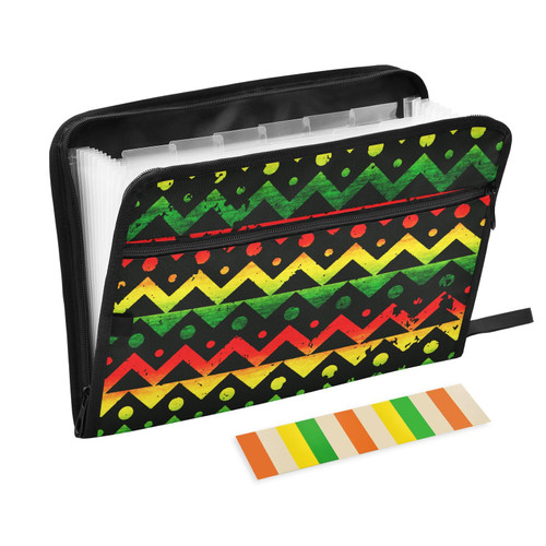 Expandable Accordion Folder Zigzag-Rasta-Thin-line Expanding File Organizer with 13 Pockets