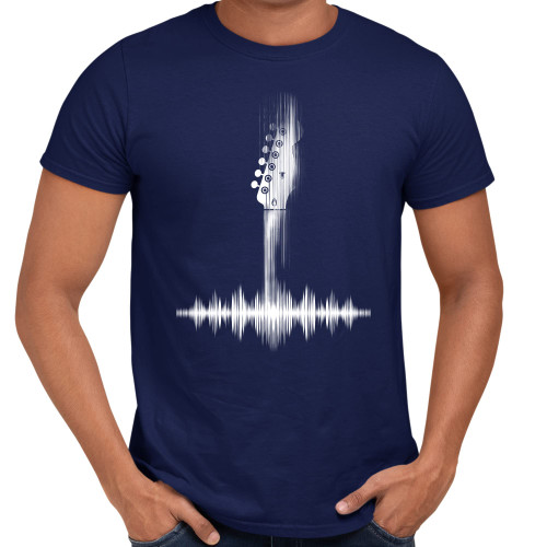 Guitarists Tshirt Vintage Guitar Frequency Electric Acoustic Bass Gift T-Shirt for Men Women (Navy - 5XL)