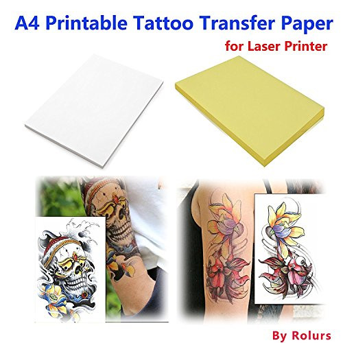 Rolurious 10 Sheets Laser DIY A4 Temporary Tattoo Transfer Paper Printable Customized