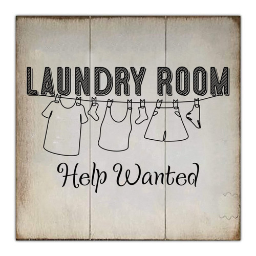 Ditooms Wooden Sign with Sayings Laundry Room Help Wanted Retro Wood Pallet for Kitchen Bedroom Living Room Home Wall Decor, Farmhouse Sign 16 in