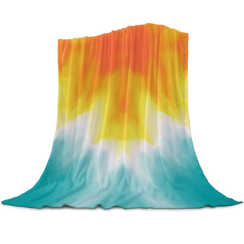 Artwork Store Lightweight Warm Throw Blanket Orange Blue Ombre Flannel Fleece Blankets and Throws, Super Soft Plush Blanket for Sofa Bed and Couch 40x50 Inch
