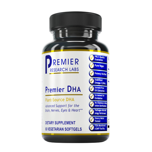 Premier Research DHA - Supports Brain, Nerves, Eyes & Heart Health - Plant-Sourced DHA Supplement - Vegan from Algae - No Added Stearates - 60 Vegetarian Softgels