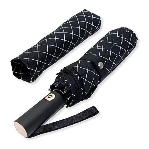 Folding Umbrella, Auto Open Close Travel Umbrella Compact, Superb Windproof Waterproof Umbrella with Teflon Coating